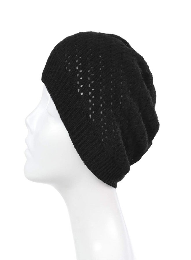 ROBOHOOK Crochet Hats for Women Hollow Elastic Crochet Beanie Loose Mesh Summer Beanies,Hand-Knitted Knit Hats,Soft and Breathable for Womens (Black) - Image 3